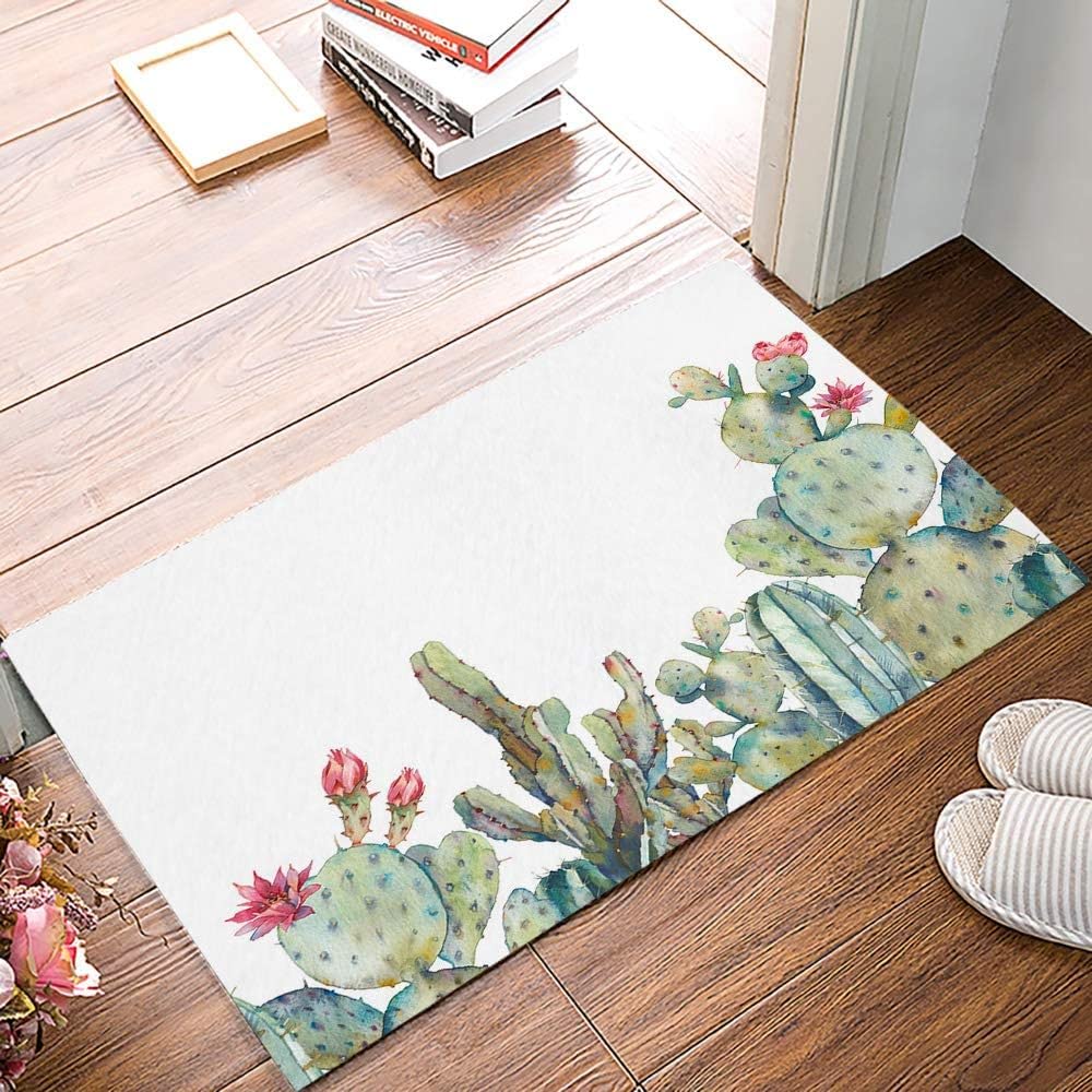 Door Mat for Bedroom Decor, Cactus Floor Mats, Holiday Rugs for Living Room, Absorbent Non-Slip Bathroom Rugs Home Decor Kitchen Mat Area Rug 18x30 Inch