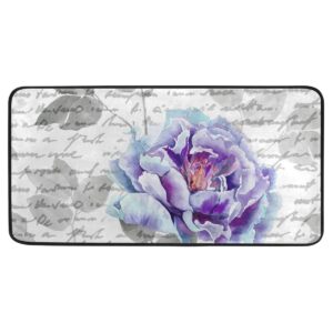 watercolor blue and purple peony kitchen mat rugs cushioned chef soft non-slip floor mats washable doormat bathroom runner area rug carpet