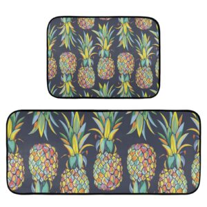 pineapples kitchen rugs and mat 2 pieces set cushioned anti fatigue kitchen mat non slip doormat runner carpet washable farmhouse decor for kitchen floor home office laundry