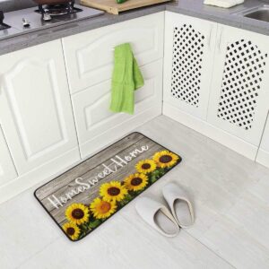 Sunflower Kitchen Rug Floor Mat Washable Home Sweet Home Kitchen Mats for Floor Non Slip Cushion Comfort Mat Farmhouse Sunflower Kitchen Decor Accessories 20x39 in