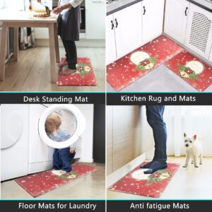 Falflor Christmas Kitchen Rugs and Mats 2PCS Cushioned Anti-Fatigue Kitchen Floor Mats Waterproof Standing Mats for Sink Kitchen Floor Landury