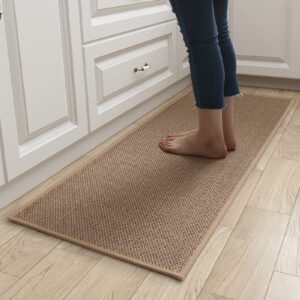 gamukai kitchen rugs and mats washable non-skid natural rubber kitchen mats for floor runner rugs for kitchen floor front of sink, hallway, laundry room (beige, 24'' x 36'')
