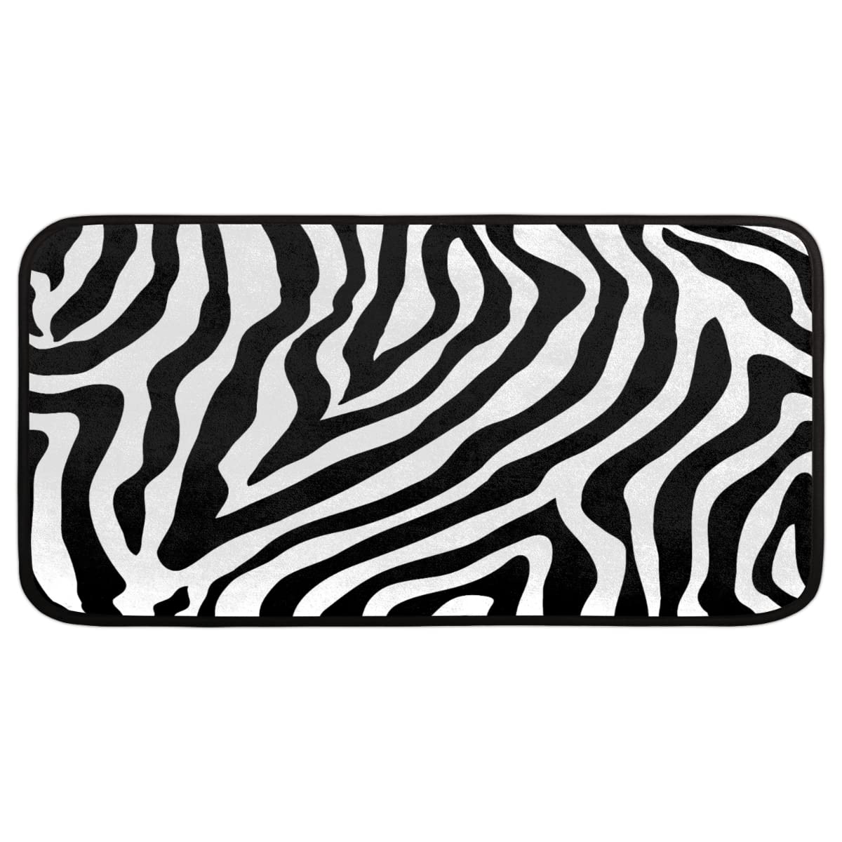 Animal Zebra Print Long Floor Mat Washable Area Rug Pads Kitchen Rug Doormat Carpet for Living Room Indoor Outdoor Bathroom Entryway