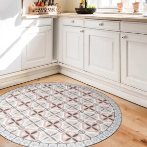 Flower of Life Round Area Rug Spa Mat Runner, Non-Slip & Absorbent Accent Rug, Washable Chair Mat for Vanity Bathtub Shower Entryway Patio Porch 24" Diameter Sacred Geometry Rug