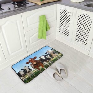 MOYYO Kitchen Mat Cute Cow Kitchen Rug Mat Anti-Fatigue Comfort Floor Mat Non Slip Oil Stain Resistant Easy to Clean Kitchen Rug Bath Rug Carpet for Indoor Outdoor Doormat