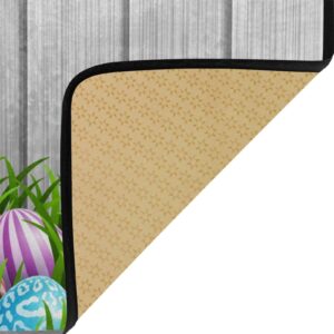 Kitchen Rugs Runner Easter Bunny Ears Flowers Wood Doormat Bath Rugs Non Slip Area Rugs for Bathroom Kitchen Indoor 39" X 20"