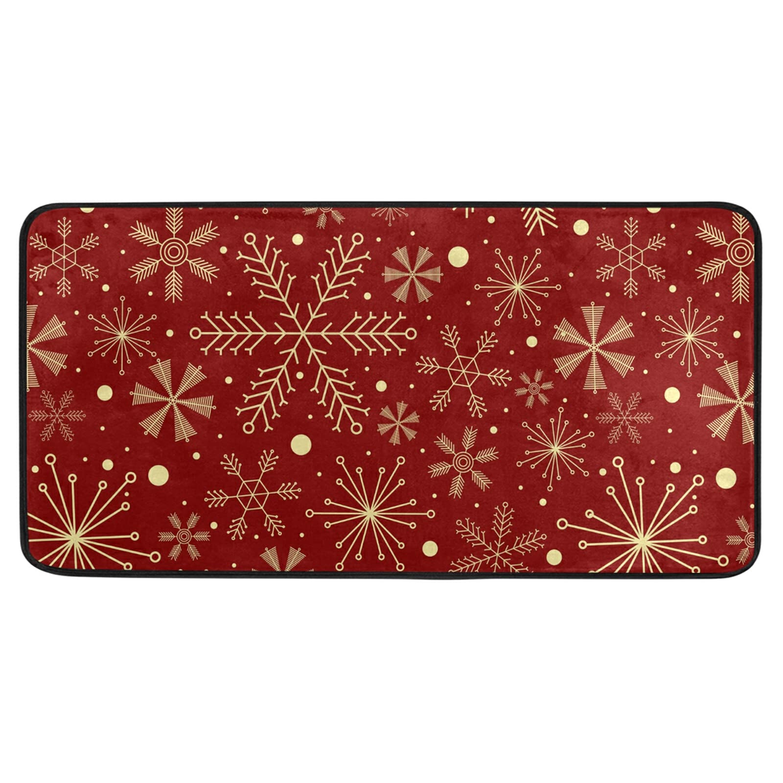 Christmas Rugs Christmas Snowflakes On Dark Red Rugs for Kitchen Bathroom Christmas Decorative Doormat Small Carpet Mat 39 x 20 inch