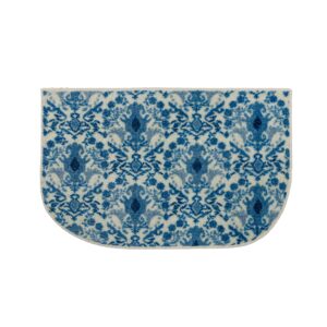 mohawk home damask tile casual ornamental navy blue 1' 8" x 2' 6" kitchen mat perfect for living room, dining room, office