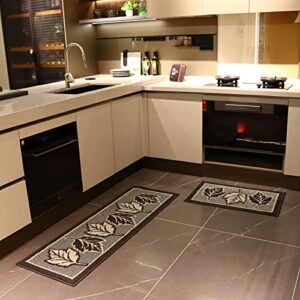 Kitchen Rugs And Mats Non Skid Washable, 2 Piece Set 20"X32"+20"X47", Soft Anti And Stain Resistance Absorbent Runner Rugs For Front Of Sink, Kitchen Mats For Floor, Black And White Kitchen Rugs