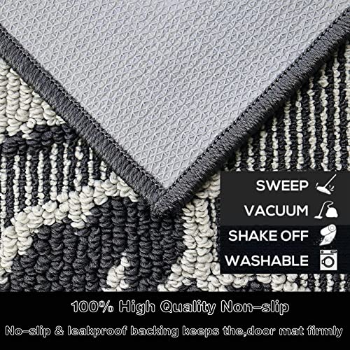 Kitchen Rugs And Mats Non Skid Washable, 2 Piece Set 20"X32"+20"X47", Soft Anti And Stain Resistance Absorbent Runner Rugs For Front Of Sink, Kitchen Mats For Floor, Black And White Kitchen Rugs