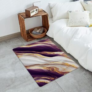 Marble Purple Antifatigue Kitchen Bath Door Mat Cushioned Runner Rug,Washable Welcome Floor Sink Mat,Abstract Gold White Modern Art Waterproof & Non-Slip Comfort Standing Doormat for Kitchen,20"x39"