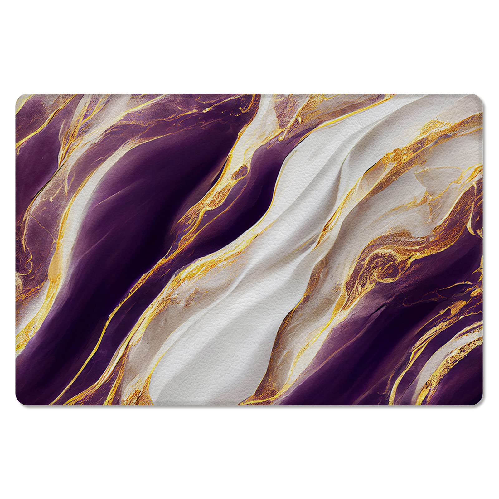 Marble Purple Antifatigue Kitchen Bath Door Mat Cushioned Runner Rug,Washable Welcome Floor Sink Mat,Abstract Gold White Modern Art Waterproof & Non-Slip Comfort Standing Doormat for Kitchen,20"x39"