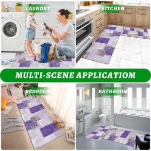 LooPoP Purple Modern Art Abstract Painting Kitchen Mats for Floor Cushioned Anti Fatigue 2 Piece Set Kitchen Runner Rugs Non Skid Washable Purple Smear