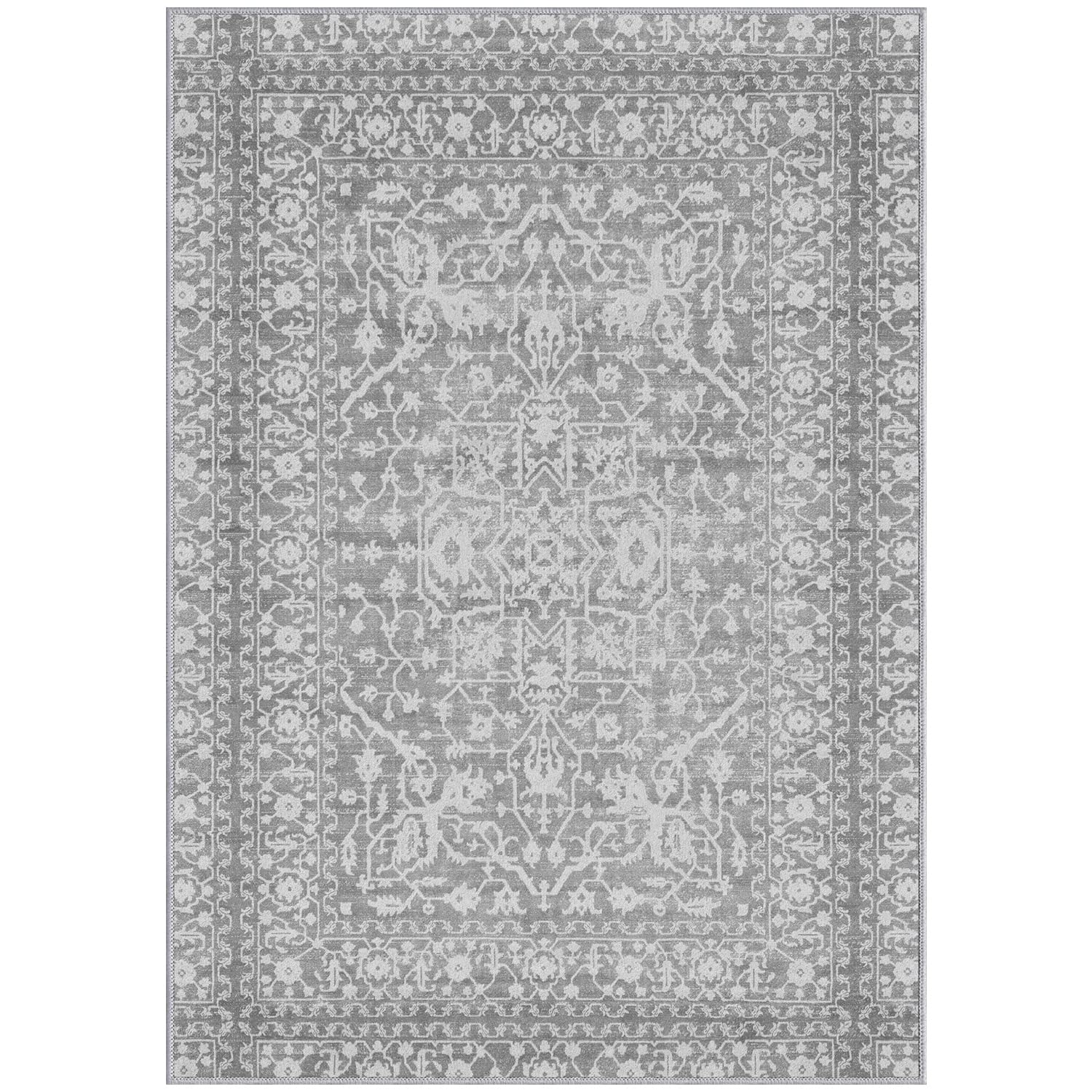 GelPro NeverMove Machine-Washable Bella Persian Kitchen Rug 24" x 34" Light Grey