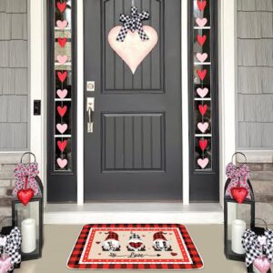 Svepndic Buffalo Plaid Mats Set of 2 Valentine's Day Kitchen Rugs Gnome Decorative Doormat Seasonal Holiday Wedding Party Profile Floor Mat for Home Kitchen