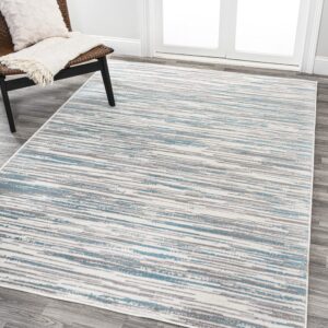 jonathan y lux106a-3 speer abstract linear stripe indoor area -rug, contemporary, rustic, coastal easy -cleaning,bedroom,kitchen,living room,non shedding, gray/blue, 3 x 5
