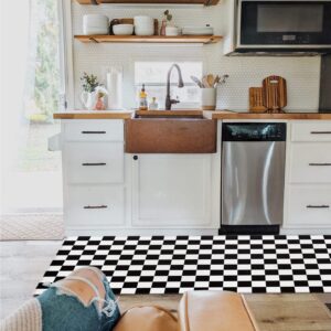 Kitchen Rugs Area Runner for Hallways Classic Black and White Checkered Non-Slip Accent Carpet Indoor Floor Long Doormat Buffalo Lattice Gingham Plaid Kitchen Mats Laundry Room Rug Entryway Runners