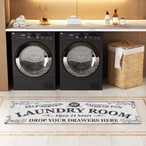 convinced8 Laundry Room Mat Laundry Room Rug Cushioned Anti Fatigue Anti-Slip Farmhouses Kitchen Floor Mats for Bathroom Laundry Room Sink Decorative Accessories (C) 47.2 x15.7in/23.6 X15.7in