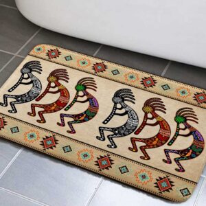 dynh southwest bathroom rugs, native american aztec bath mat southwestern navajo abstract retro tribal geometric boho bathroom mat kokopelli bath rugs(17x29)
