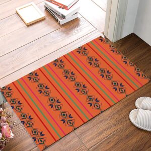 Doormat Kitchen Bathroom Rug Floor Door Mat, Mexico Theme Ethnic Style Geometric Lines Non Slid Indoor Outdoor Entrance Mat, Absorbent Washable Welcome Entry Way Accent Throw Runner Carpet, 18"x30"