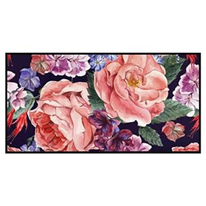 Retro Roses Kitchen Rug Non-Slip Kitchen Mats Blue Wildflower Bath Runner Doormats Area Mat Rugs Carpet for Home Decor 39" X 20"