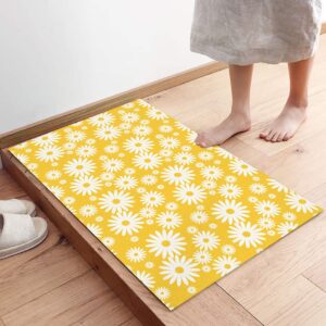 Door Mat for Bedroom Decor, Fresh Yellow Dasiy Floor Mats, Holiday Rugs for Living Room, Absorbent Non-Slip Bathroom Rugs Home Decor Kitchen Mat Area Rug 18x30 Inch