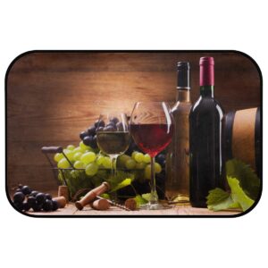 djyqbfa glasses of red and white wine floor mats kitchen durable floor mat soft quick absorbent grapes wooden area rug for home office sink laundry 16 x 24 inches
