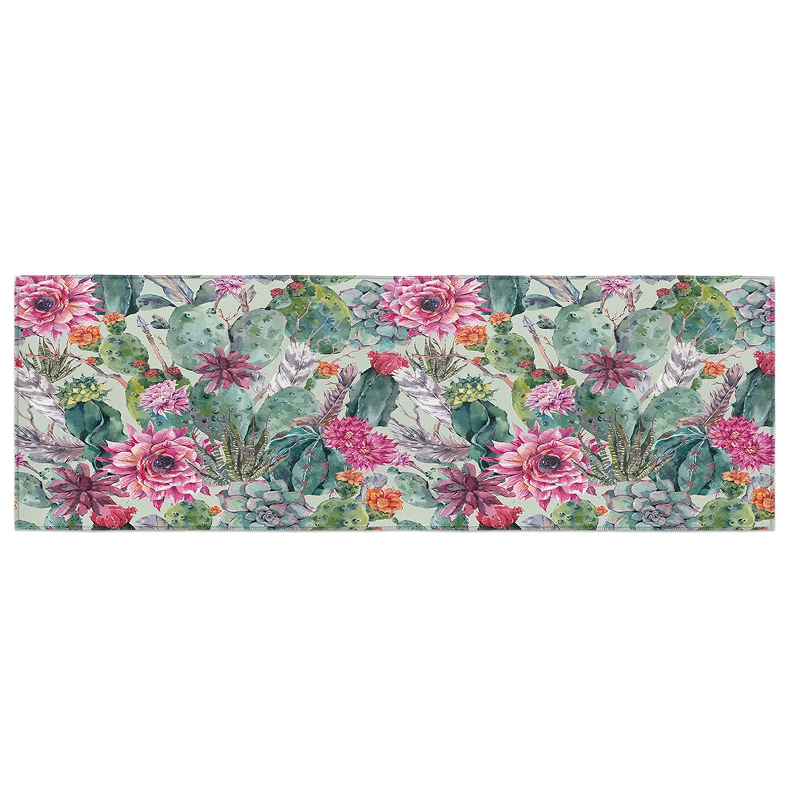 Kitchen Runner Rug, Watercolor Art Colorful Flower Succulent Plants Cactus Non Slip Runner Carpet Door Mats Floor Mat for Laundry Bedside Bathroom Bedroom 15.7"X47.2"