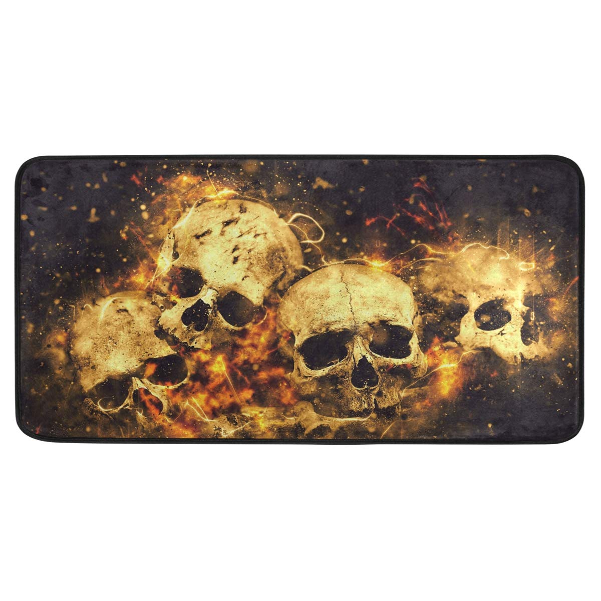 susiyo Kitchen Mat Horror Skulls Bones Kitchen Rug Mat Anti-Fatigue Comfort Floor Mat Non Slip Oil Stain Resistant Easy to Clean Kitchen Rug Bath Rug Carpet for Indoor Outdoor Doormat