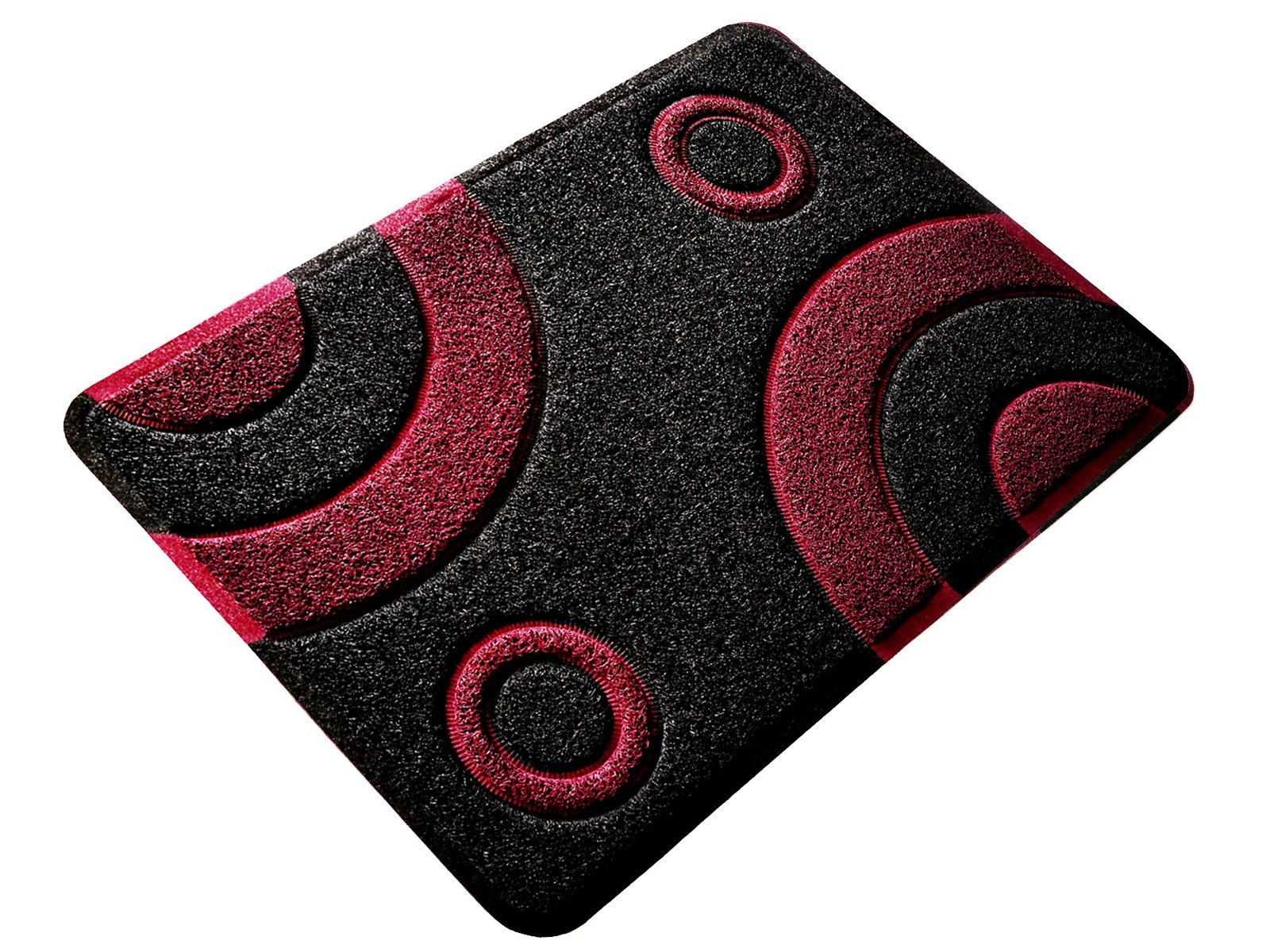 Smartcatcher Mats Bullseye Anti-Fatigue Standing Kitchen Mats Cushioned, 36 X 24, Black And Red Wine