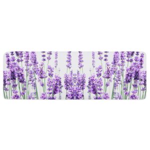 loopop kitchen comfort mat 1 pc lavender flower pattern waterproof anti-fatigue standing mats wipeable rugs for kitchen purple 18inx47.2in(45x120cm)