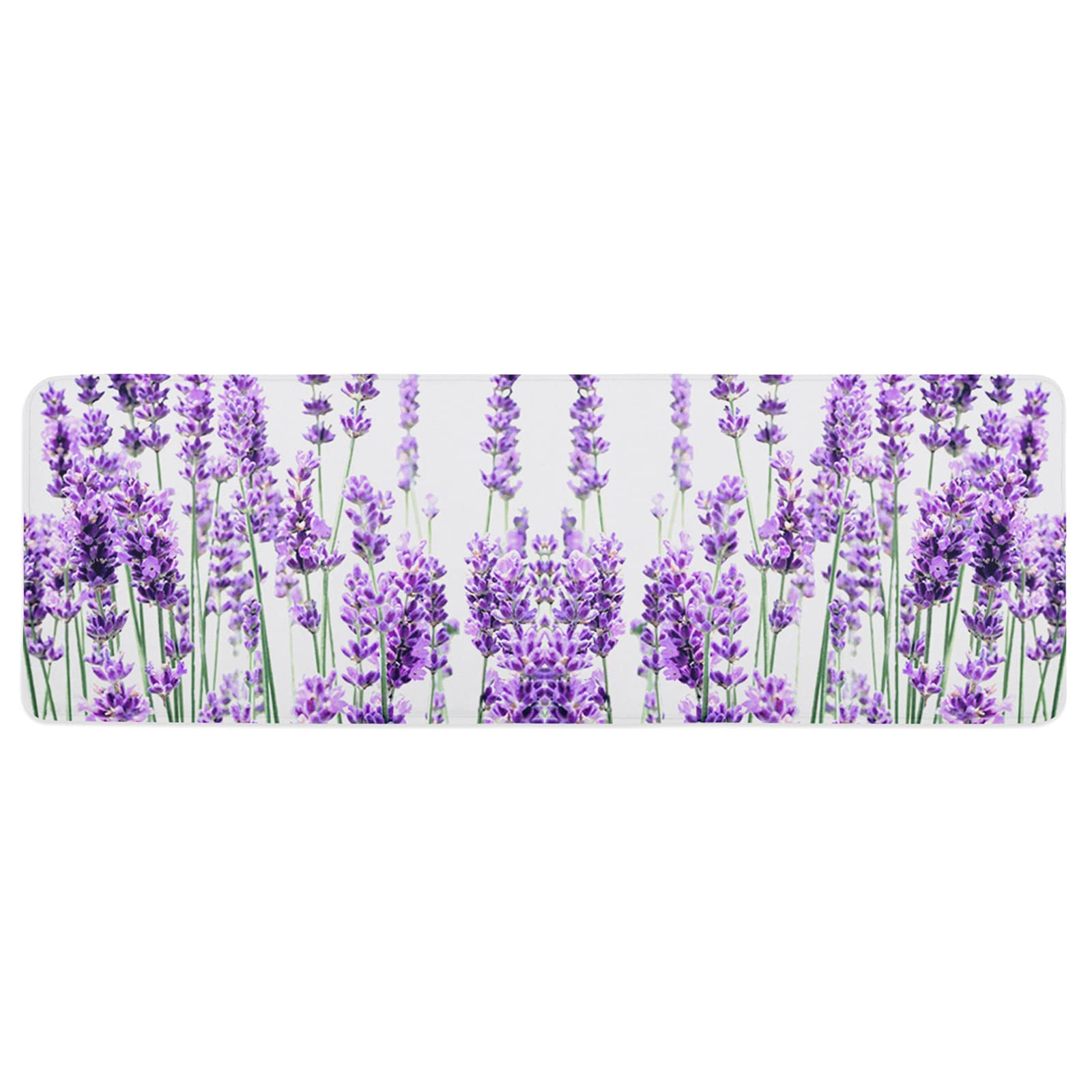 LooPoP Kitchen Comfort Mat 1 Pc Lavender Flower Pattern Waterproof Anti-Fatigue Standing Mats Wipeable Rugs for Kitchen Purple 18inx47.2in(45x120cm)