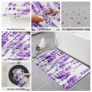 LooPoP Kitchen Comfort Mat 1 Pc Lavender Flower Pattern Waterproof Anti-Fatigue Standing Mats Wipeable Rugs for Kitchen Purple 18inx47.2in(45x120cm)