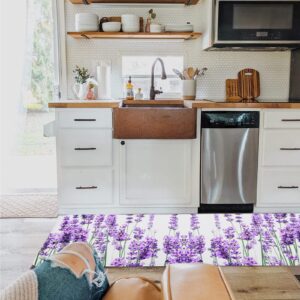 LooPoP Kitchen Comfort Mat 1 Pc Lavender Flower Pattern Waterproof Anti-Fatigue Standing Mats Wipeable Rugs for Kitchen Purple 18inx47.2in(45x120cm)