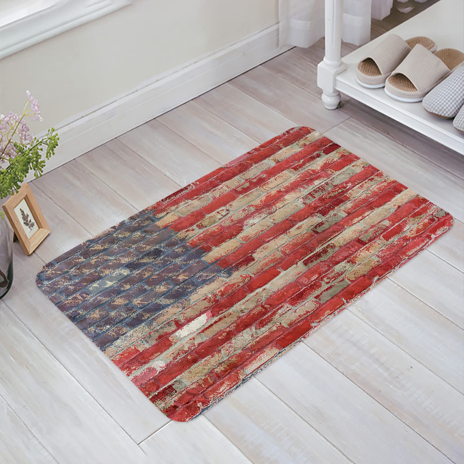 Front Door Mat Floor Mats for Home Decor, Stars and Stripes Memory Foam Runner Entryway Area Rug Non-Slip Absorbent Doormat Washable Rug, 18x30Inch Welcome Mats for Bedroom Decor Living Room Decor