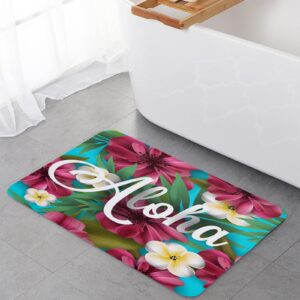 Aloha 2 Pieces Kitchen Rugs and Mats Memory Foam Comfort Mats Anti-Slip Water Absorbent Standing Rug for Kitchen Floors 23.6x35.4in+23.6x70.9in Hawaii Flowers and Palm Leaves Simple Style