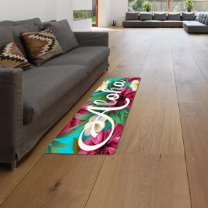 Aloha 2 Pieces Kitchen Rugs and Mats Memory Foam Comfort Mats Anti-Slip Water Absorbent Standing Rug for Kitchen Floors 23.6x35.4in+23.6x70.9in Hawaii Flowers and Palm Leaves Simple Style