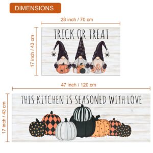 HOLVDENG Halloween Gnome Kitchen Mat Set of 2 Non Slip Thick Kitchen Rugs and Mats for Floor Comfort Standing Mats for Kitchen, Sink, Office, Laundry, 17"x47"+17"x28"