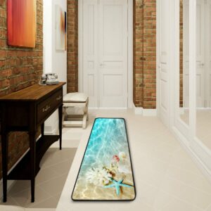 Starfish Coral Seashell Summer Beach Runner Rug Bath Rug Kitchen Mat Doormat Large Runner Carpet 72" X 24"