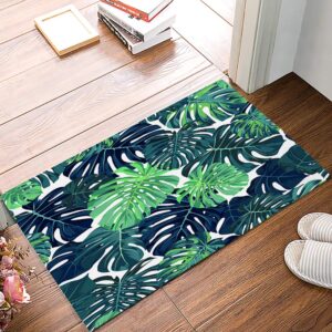 door mat for bedroom decor, tropical leaves floor mats, holiday rugs for living room, absorbent non-slip bathroom rugs home decor kitchen mat area rug 18x30 inch
