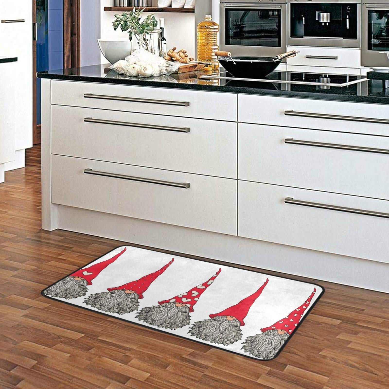 Kitchen Rug Runner Cute Gnomes Christmas Pattern Doormat Bath Area Rugs Non Slip Rugs for Bathroom Kitchen Indoor 39" X 20"