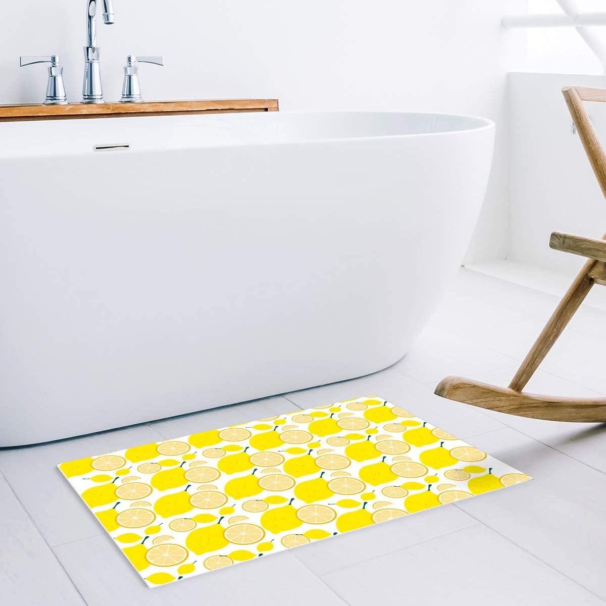 Door Mat for Bedroom Decor, Summer Fruit Theme Lemon Pattern Floor Mats, Holiday Rugs for Living Room, Absorbent Non-Slip Bathroom Rugs Home Decor Kitchen Mat Area Rug 18x30 Inch