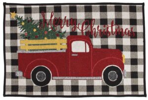 christmas rug for indoor or outdoor use non-slip holiday kitchen mat xmas floor mat farmhouse red truck carpet washable 19”x29”