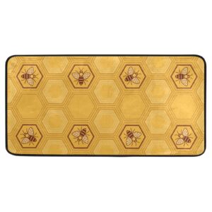 yellow bee honeycomb hive kitchen rug floor mat anti fatigue kitchen mats 39 x 20 in non slip absorbent cushion comfort standing mat carpet for home decor