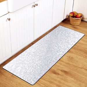 tsytma silver glitter bling kitchen rug non-slip decor absorbent kitchen floor mat bathroom rug waterproof runner rug 39"x20"