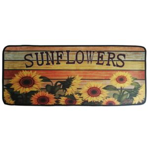 flytime rustic sunflower runner rug with non-skid washable kitchen floor rugs laundry room mat waterproof floor runners 16x40inches