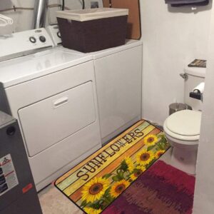 Flytime Rustic Sunflower Runner Rug with Non-Skid Washable Kitchen Floor Rugs Laundry Room Mat Waterproof Floor Runners 16X40Inches