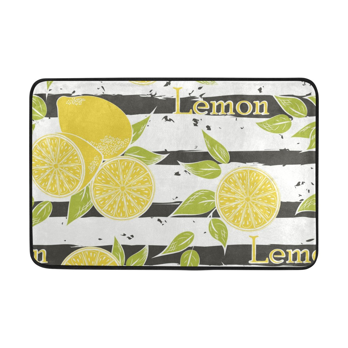 Leaf Lemon Fruit Pattern Doormat Entrance Mat Floor Mat Rug Soft Bathroom Mat Kitchen Carpet (2' x 1.5')