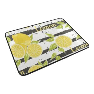 Leaf Lemon Fruit Pattern Doormat Entrance Mat Floor Mat Rug Soft Bathroom Mat Kitchen Carpet (2' x 1.5')