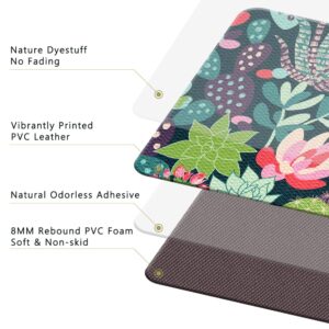 QiyI Floor Comfort Mat 1 Piece Green Succulent Kitchen Rug Waterproof Laundry Standing Runner Non Skid Washable Doormat Anti Fatigue Foam Cushioned Sink Rug 17" W x 71" L - Multicolor Cactus Flowers